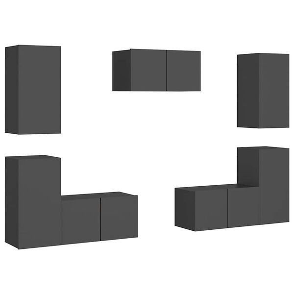 vidaXL Komplet TV omaric 7-delni siva iverna plo&scaron;ča