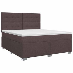 vidaXL Postelja boxspring z vzmetnico Temno rjava 140 x 200 cm Blago
