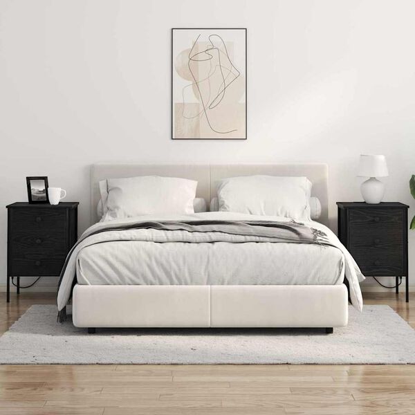 vidaXL Nočna omarica s predalom 2 pcs Črna Orehovina 42 x 41 x 61 cm