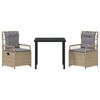 vidaXL Komplet za jedilnico v vrtu 3 pcs Bež in svetlo siva poli ratan