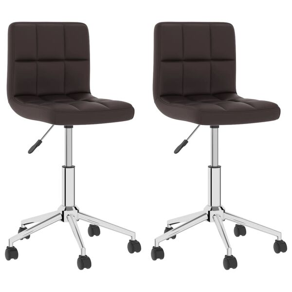 vidaXL Vrtljivi jedilni stoli 2 kosa rjavo umetno usnje