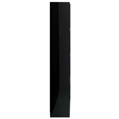 vidaXL Knjižna omara 4-nadstropna visok sijaj črna 80x24x142 cm