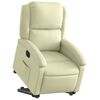 vidaXL Električni naslanjač s funkcijo vstajanja krem pravo usnje