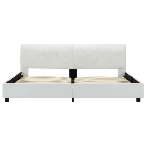 vidaXL Posteljni okvir belo umetno usnje 160x200 cm