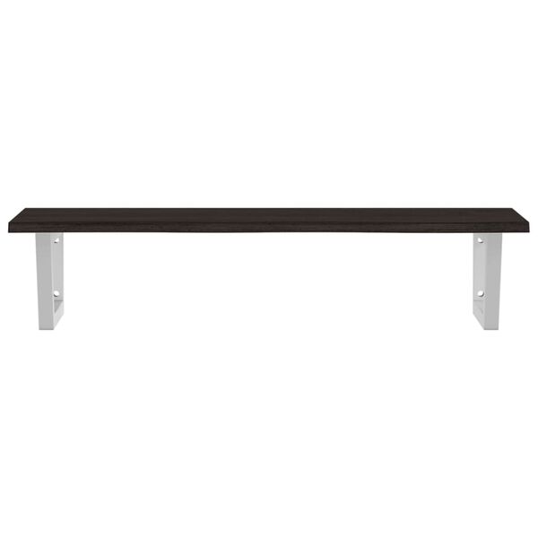 vidaXL Stenska polica za umivalnik jeklo in trdna hrastovina