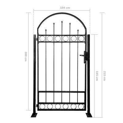 vidaXL Vrata za ograjo zaobljena zgornja stran + 2 stebrička 100x200cm