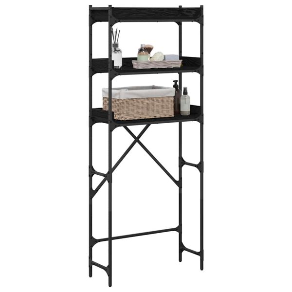 vidaXL Polica za pralni stroj Črn 0ak 67 x 25 x 163 cm Konstruiran les