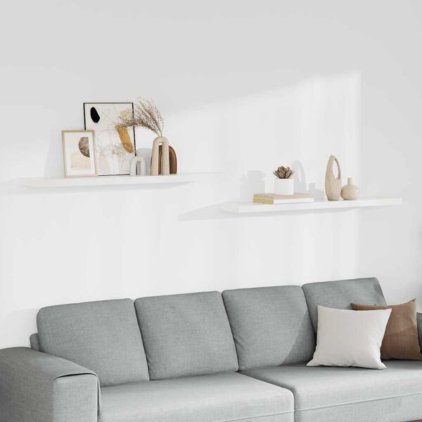 vidaXL Stenske police 2 kosa bele 120x23,5x3,8 cm MDF