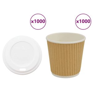 vidaXL Papirnate skodelice za kavo s pokrovčki 1000 kosov 4oz 100ml