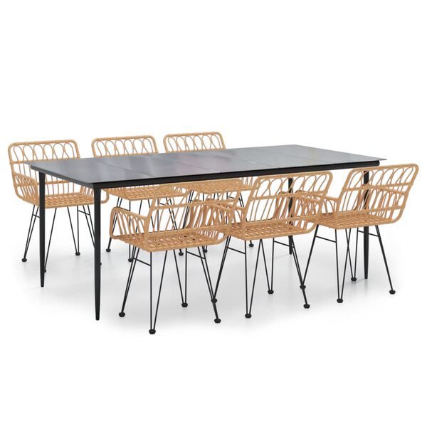 vidaXL Vrtna jedilna garnitura 7-delna poli ratan