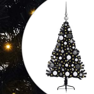 vidaXL Umjetna preddekorirana božićna jelka Črna 120 cm PVC