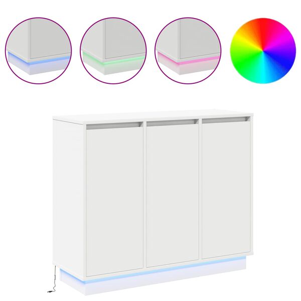 vidaXL LED bočni predalnik Bela 90 x 32 x 75 cm Konstruiran les