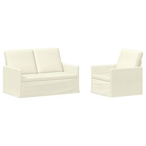 vidaXL Kavčna garnitura 2 pcs Krem Žametna tkanina