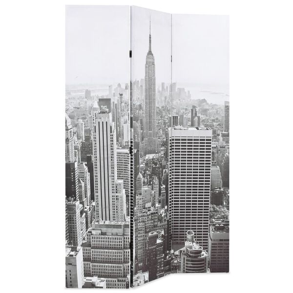 vidaXL Zložljiv paravan 120x170 cm New York podnevi črn in bel