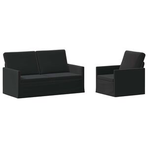 vidaXL Kavčna garnitura 2 pcs Črna Žamet