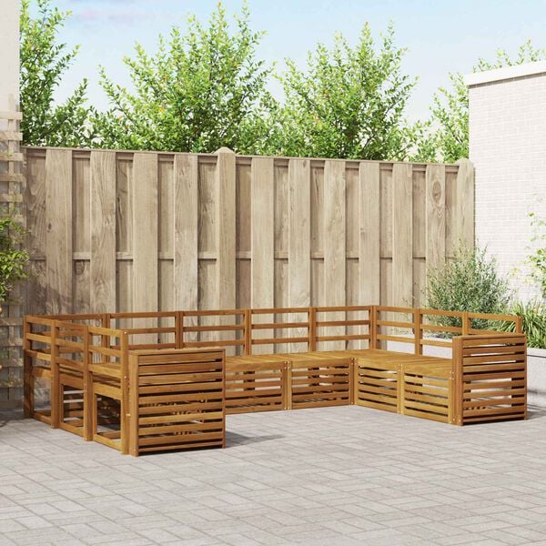 vidaXL Sedežne garniture 9 pcs Naravna Masiven les akacije