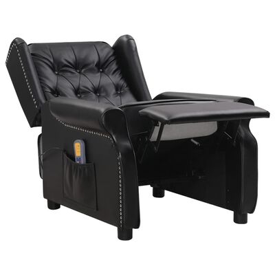 vidaXL Masažni stol črno sijoče umetno usnje