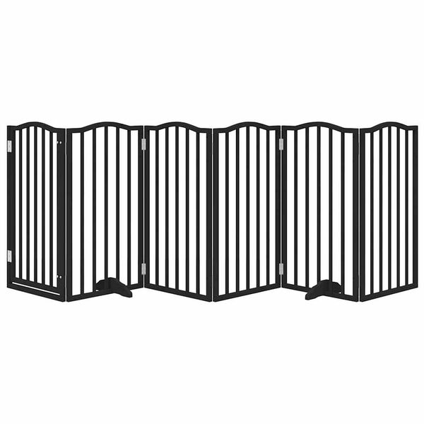 vidaXL Ograda za pse z vrati zložljiva 6 panelov črna 300cm topolovina
