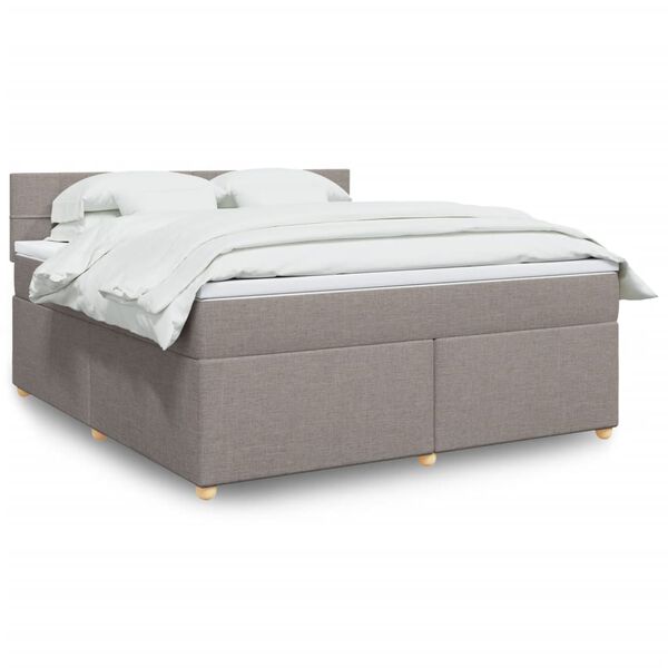 vidaXL Box spring postelja z vzmetnico taupe 180x200 cm blago