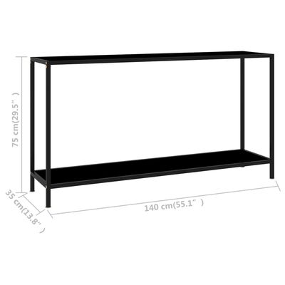 vidaXL Konzolna mizica črna 140x35x75 cm kaljeno steklo