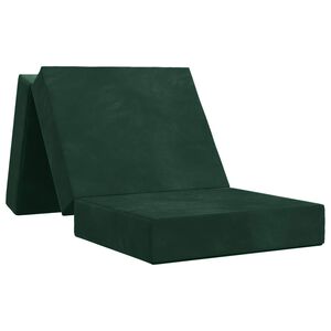 vidaXL Zložljiv kavč postelja 90 x 67 x 45 cm Temno zelena