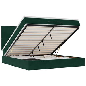 vidaXL Otomanski posteljni okvir z vzmetnicami zelen 180x200cm žamet