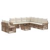 vidaXL Vrtna sedežna garnitura 10 pcs Bež poli ratan