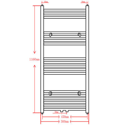 Kopalniški cevni radiator za centralno ogrevanje raven 500x1160 mm črn