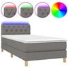 vidaXL Box spring postelja z vzmetnico LED temno siva 80x200 cm blago