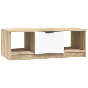 vidaXL Klubska mizica bela in sonoma hrast 102x50x36 cm konstr. les