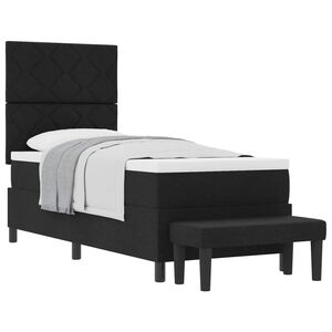 vidaXL Postelja z vzmetnico z vzglavjem Črna 80 x 200 cm blago