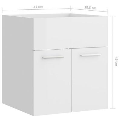 vidaXL Omarica za umivalnik visok sijaj bela 41x38,5x46 cm iverna pl.