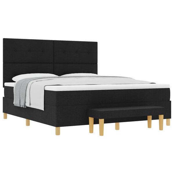 vidaXL Postelja z vzmetnico z vzmetnico Črna 180 x 200 cm blago