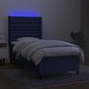 vidaXL Box spring postelja z vzmetnico LED modra 100x200 cm blago