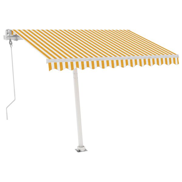 vidaXL Avtomatska tenda LED + senzor 300x250 cm rumena/bela