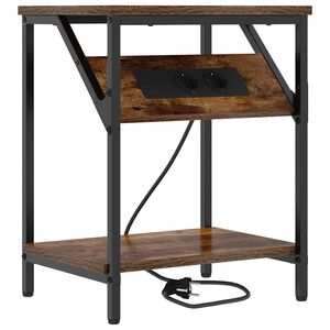 vidaXL Nočna omarica Dimljeni oreh 38 x 30 x 48 cm Konstruiran les