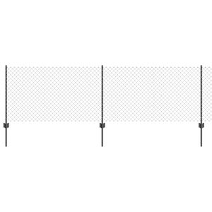 vidaXL Verižna ograja s stebrom 10 x 0,8 m Jeklo s PVC premazom Siva