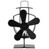 vidaXL Ventilator za kamin na toploto s 5 krili črn