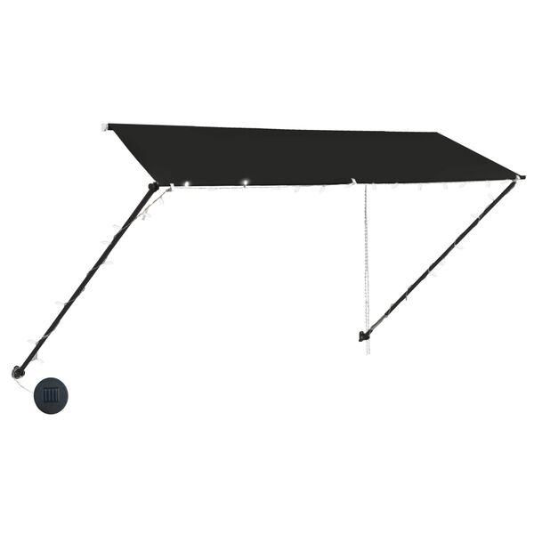 vidaXL Zložljiva tenda z LED lučmi 350x150 cm antracitna