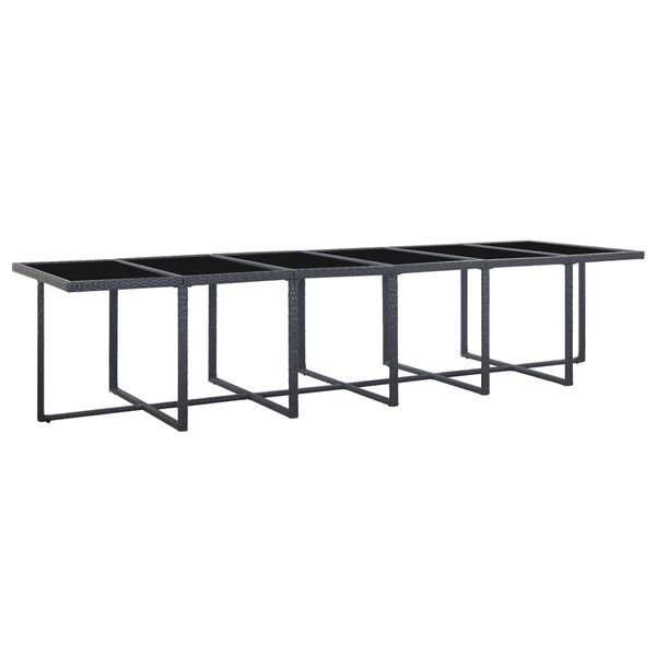 vidaXL Zunanja jedilna garnitura z blazinami 17-delna poli ratan črna