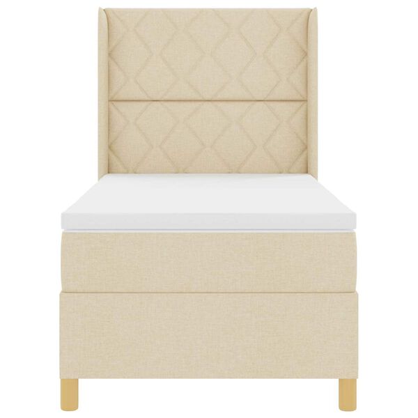 vidaXL Postelja z vzmetnico z vzmetnico krema 100 x 200 cm blago