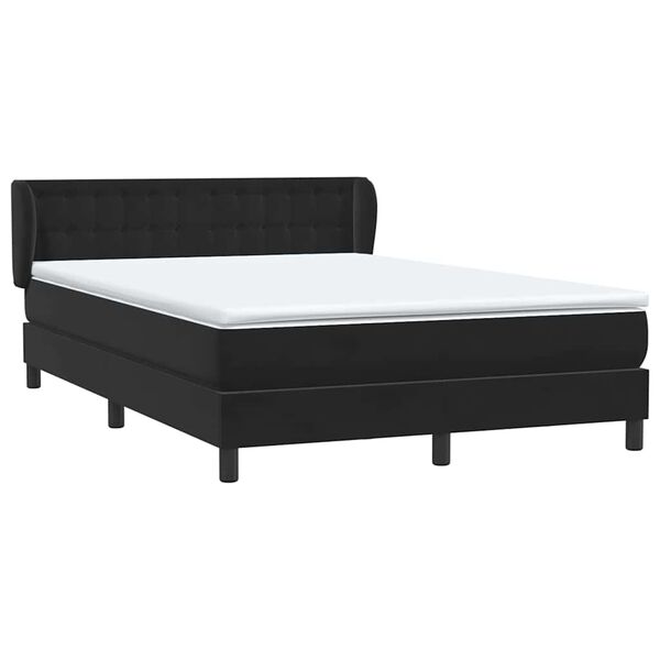 vidaXL Box spring postelja z vzmetnico črna 140x220 cm žamet