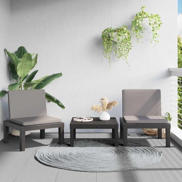 vidaXL Ležalnik z blazinami antraciten PP