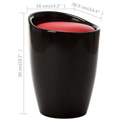 vidaXL Stolček s prostorom za shranjevanje črno in rdeče umetno usnje
