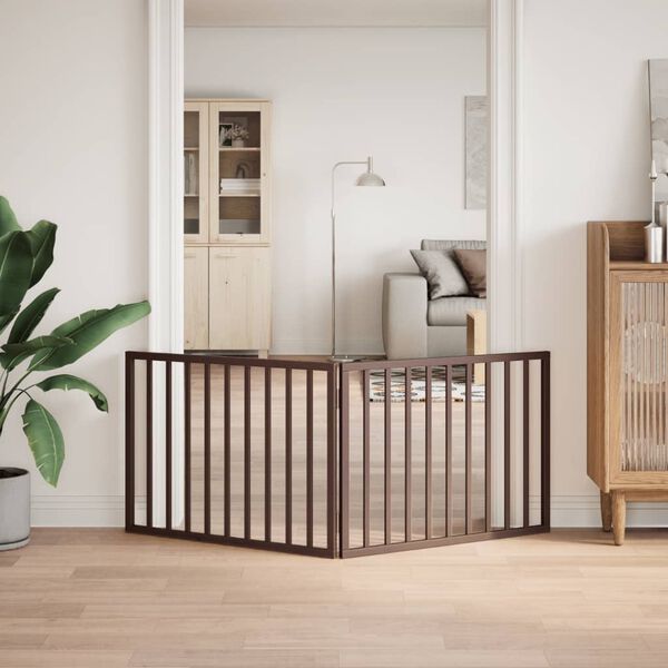 vidaXL Vrata za pse zložljiva 2 panela rjava 160 cm topolovina