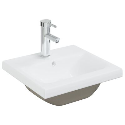 vidaXL Omarica za umivalnik z vgradnim umivalnikom bela sonoma hrast