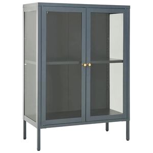 vidaXL Stranska omarica antracitna 75x35x105 cm jeklo in steklo