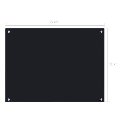 vidaXL Kuhinjska zaščitna obloga črna 80x60 cm kaljeno steklo