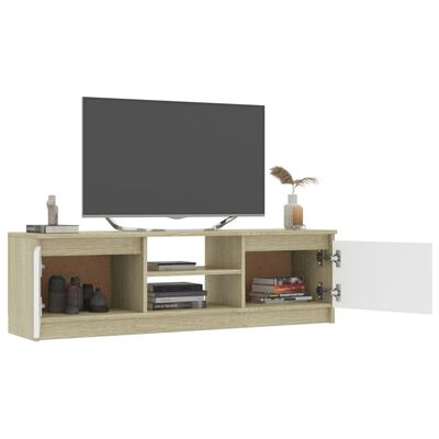 vidaXL TV omarica bela in sonoma hrast 120x30x35,5 cm iverna plošča
