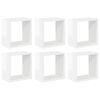vidaXL Stenske police kockaste 6 kosov visok sijaj bele 26x15x26 cm
